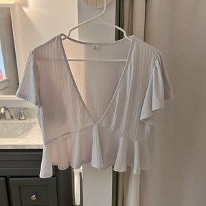 White Ruffle Short Sleeve